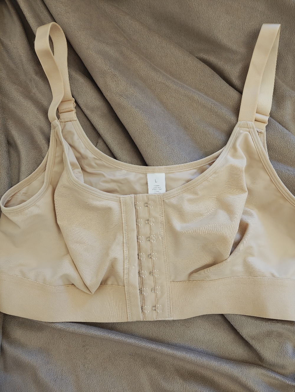 Nude Front-Closure Comfort Bra - Large